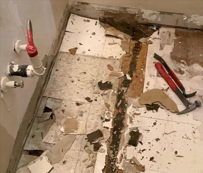 tiles removed from restroom